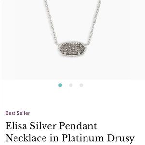 Kendra Scott Elisa Silver Pendant Necklace In Platinum Druzy